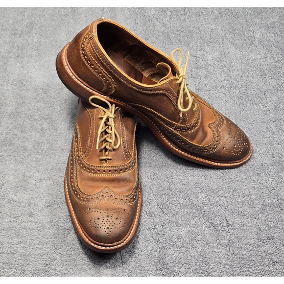 Allen Edmonds Neumok Wingtip Oxford Mens 11 D Brown Brogue Leather Made In USA - Picture 2 of 11